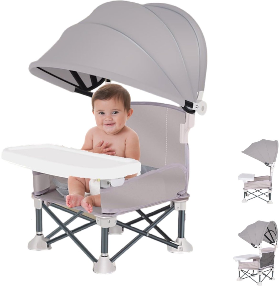 Unyqoos® Opvouwbare Kinderstoel voor Reizen en Avontuur, Inclusief Verwijderbaar Tafelblad en Veiligheidsgordel