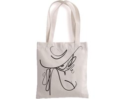 Allecto Plus: Jute tas bedrukt vintage - Witte bedrukte canvas draagtas - Schoudertas met grote capaciteit voor reizen, winkelen en school