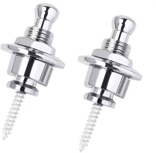 Fixations De Sangle De Guitare - Lot De 2 Verrous De Sécurité | Métal Argenté | Pour Guitare électrique, Acoustique, Basse | Anti-dérapants Et Faciles à Installer