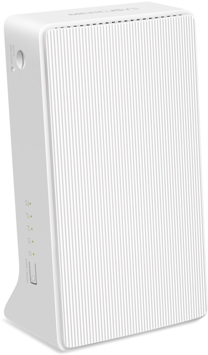 Mercusys MB130-4G – AC1200 Dual-Band 4G LTE Router – 300 Mbps Wi-Fi – Simkaartslot (Nano SIM) – Plug & Play – 2x LAN/WAN poorten – Wit