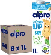 Alpro Drink Kids Boisson végétale au soja pour enfants - Sans lactose et sans gluten - 8 x 1 L