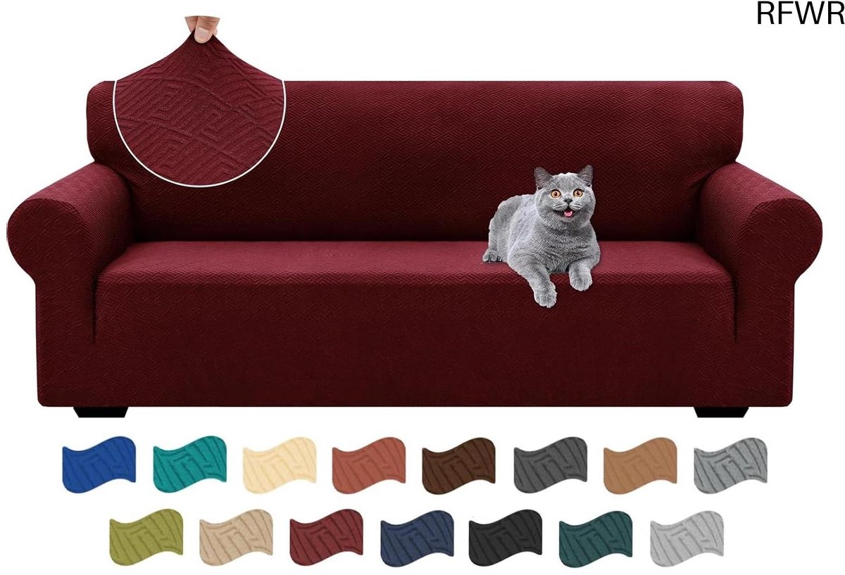 RFWR® Rekbare Bankhoes 3 Zits in Beige Geel - Universale Sofahoes voor Complete Bescherming