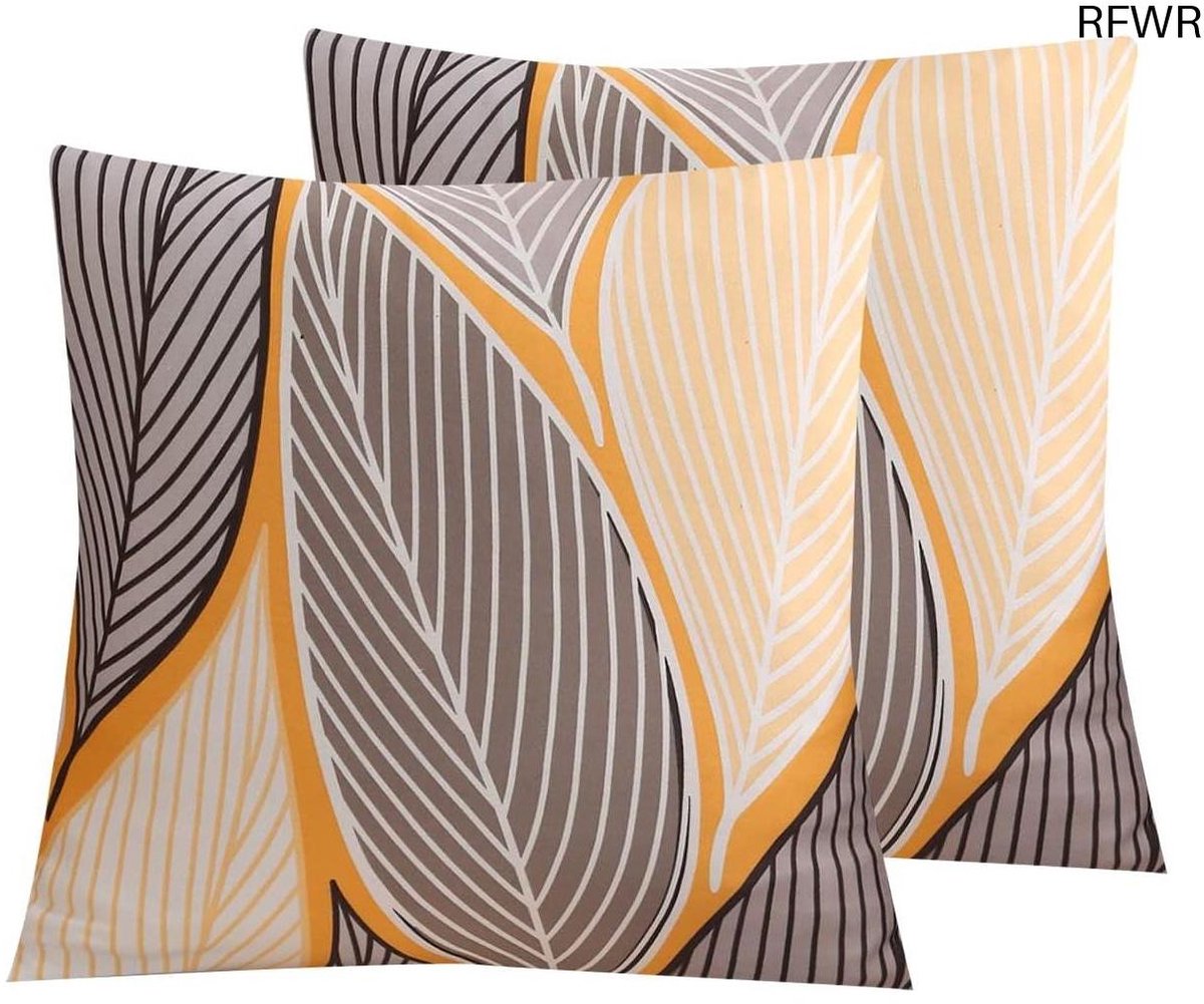 RFWR Decoratieve Kussenslopen Set van 2 - Spandex 45x45 cm voor Woonkamer en Slaapkamer Gele bladeren