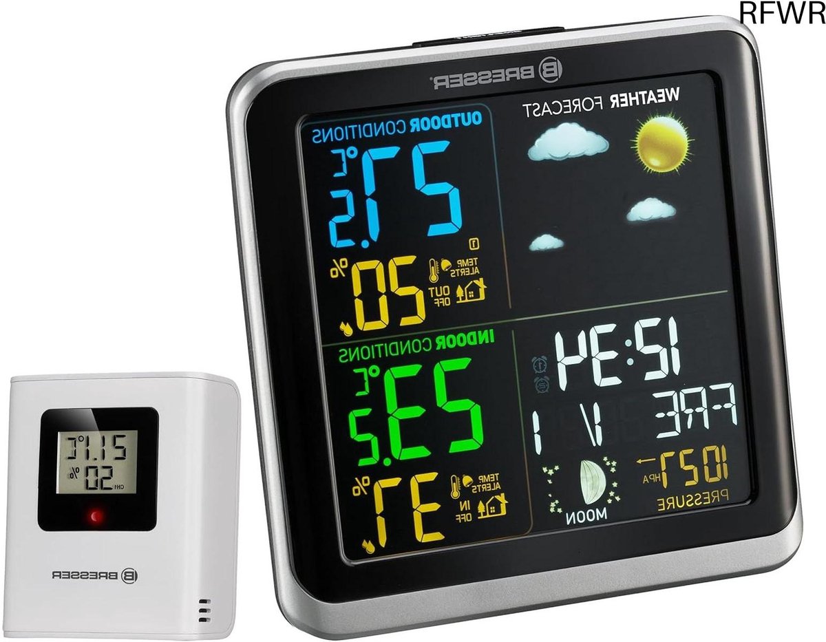 RFWR® Draadloos weerstation met buitensensor en LCD-kleurendisplay