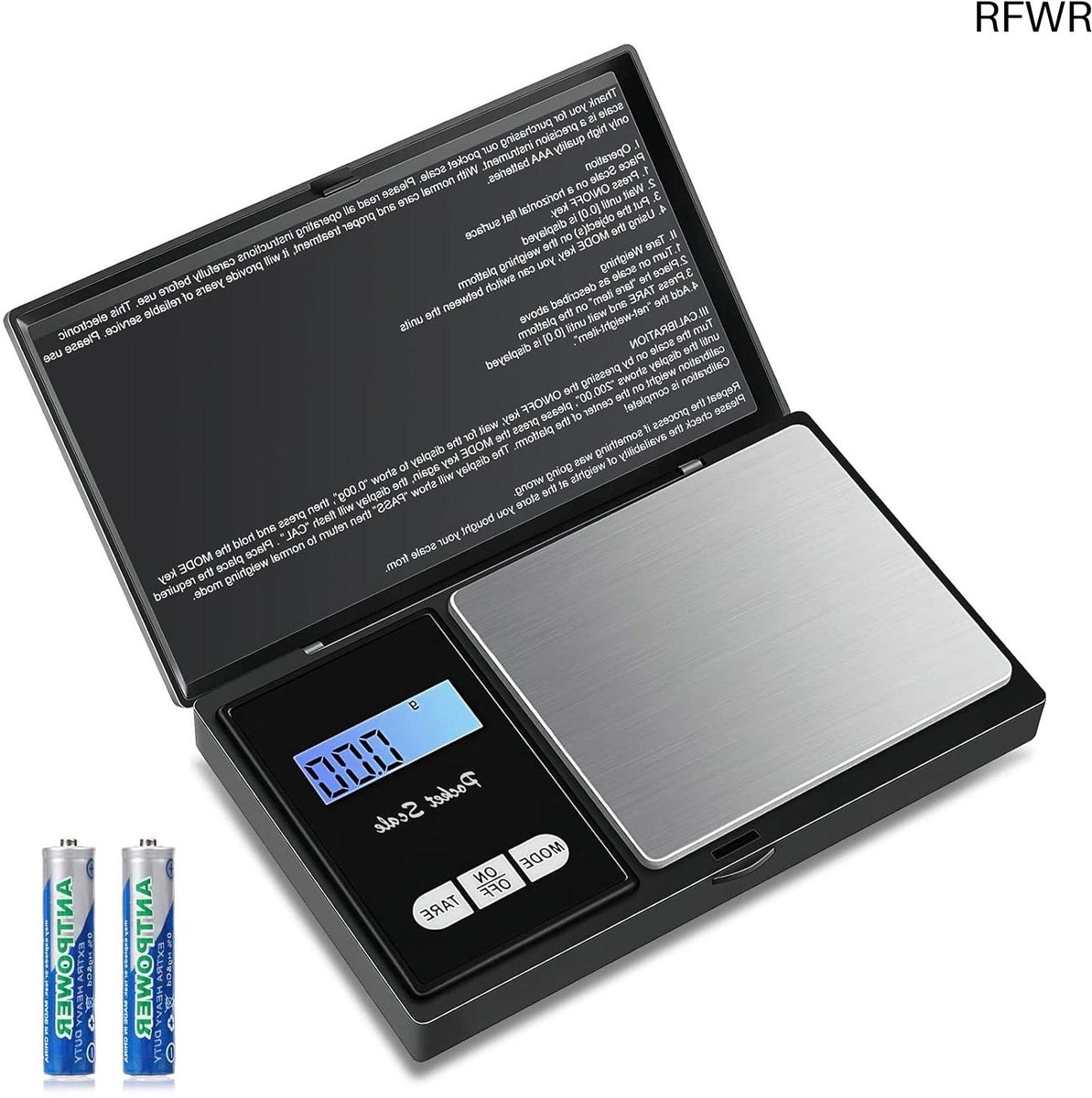 RFWR® Digitale Zakweegschaal 500 g - Precisieweegschaal voor Keuken en Sieraden