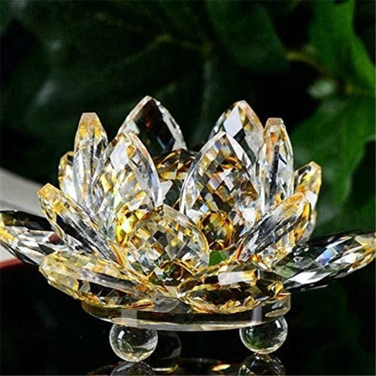 Mooi Handwerk voor Decoratie - Crystal Flower Ornaments Geel 80mm