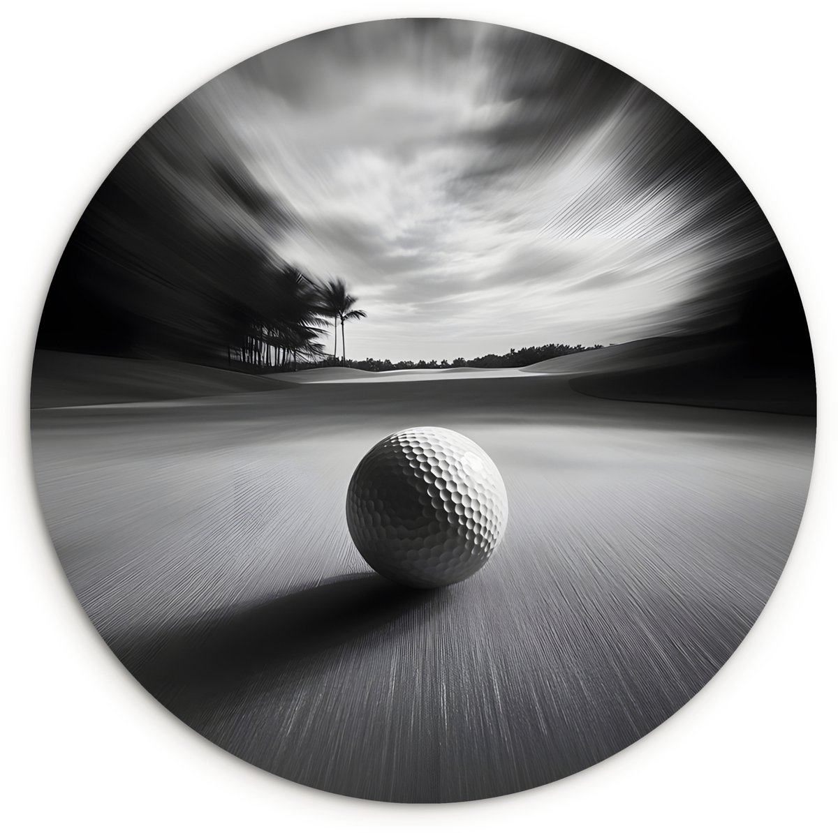 WallCircle Wandcirkel 120x120 cm - Muurcirkel Golfbal - Wazig - Zwart - Muurdecoratie woonkamer - Wanddecoratie slaapkamer - Kamer decoratie accessoires - Ronde schilderijen