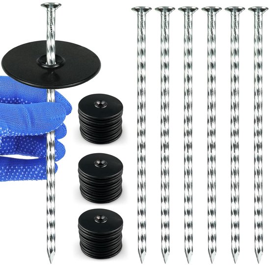 Haringen Onkruiddoek – 50 U-vormige Grondankers (15x4 Cm, 2,5 Mm) + 50 Bufferschijven, Voor Tuin En Kunstgras 6 miniatura