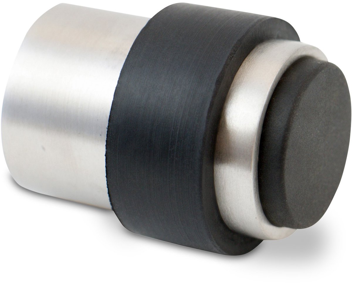 Deurbuffer RVS met Rubber voor Vloer- of Wandmontage