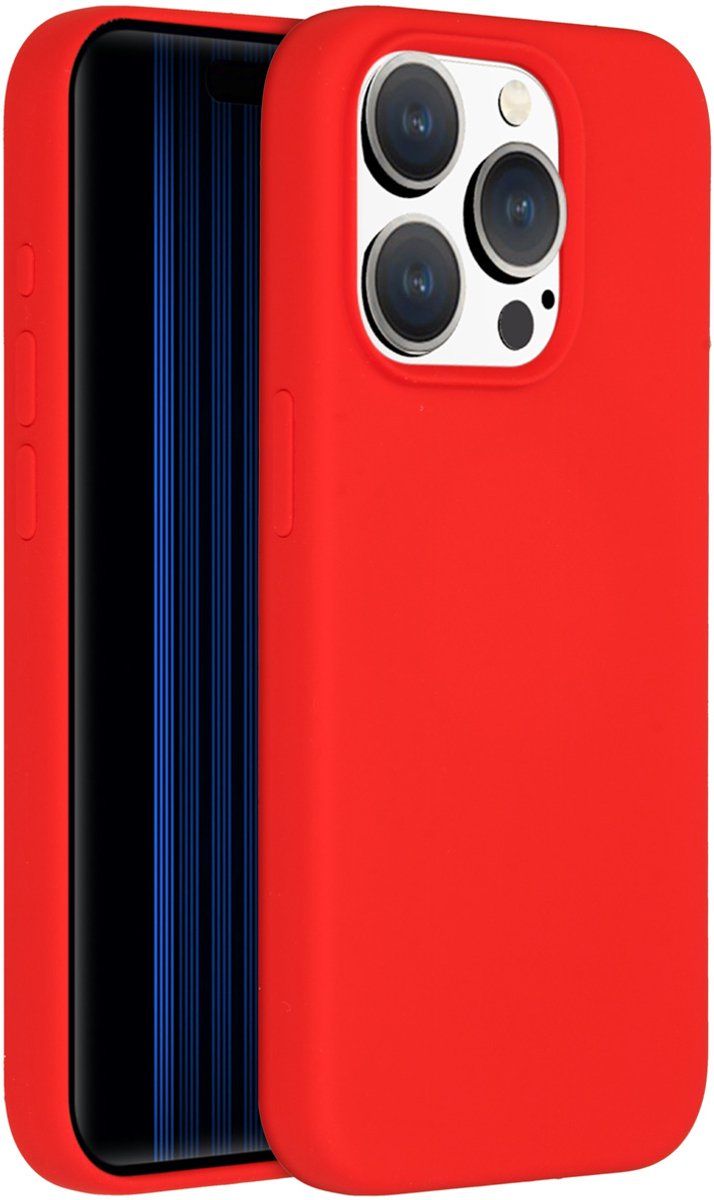 Accezz Hoesje Geschikt voor iPhone 15 Pro Hoesje Siliconen - Accezz Liquid Silicone Backcover - Rood