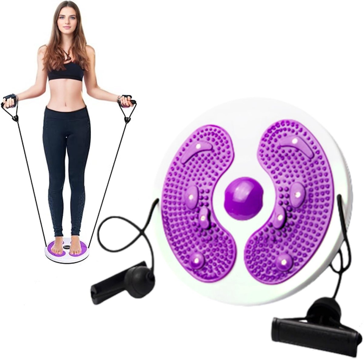 Ibenzoa® Multifunctioneel Twist Disc Balance Board met Weerstandsbanden voor Thuisfitness en Massage