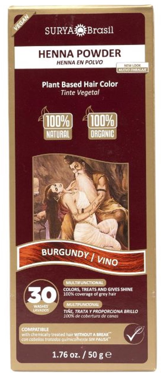 Surya Brasil Henna Poeder Haarverf - Bordeaux Rood - 50 g