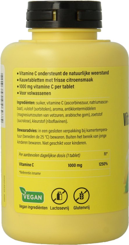 Roter Vitamine C 1000mg - Hoge dosering vitamine C ter ondersteuning van je weerstand - - 50 kauwtabletten met citroensmaak