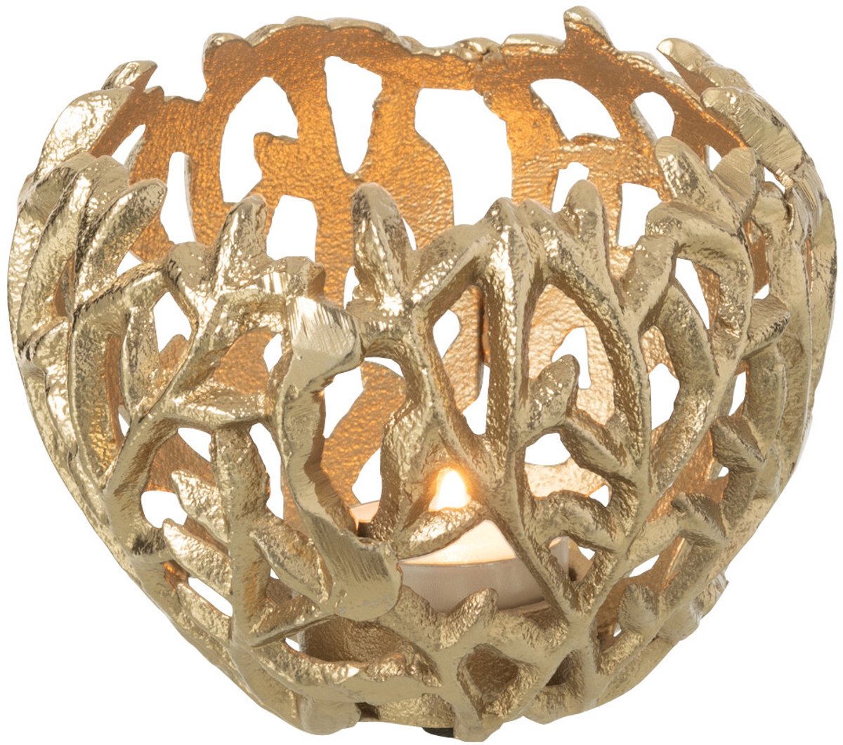 J-Line kaarshouder Blad - aluminium - goud - small
