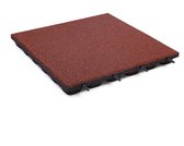 Bol.com Rubbermagazijn | Rubberen tegels | Rood | Dikte 48cm | 50x50cm | Rubbertegel met verbindingspennen aanbieding