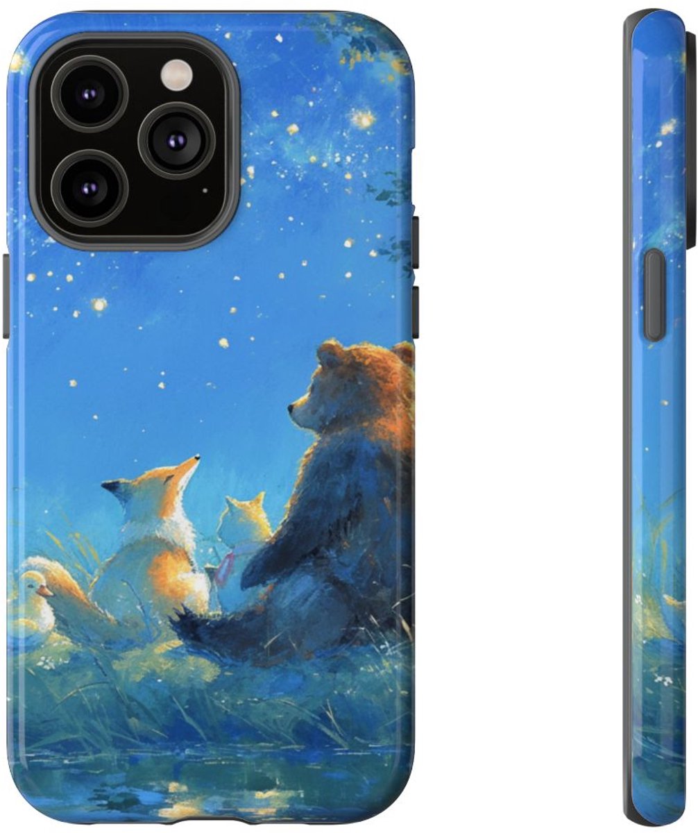 Beer, Vos en Eend Onder Sterrenhemel – Telefoonhoesje Geschikt voor iPhone 14 Pro Max