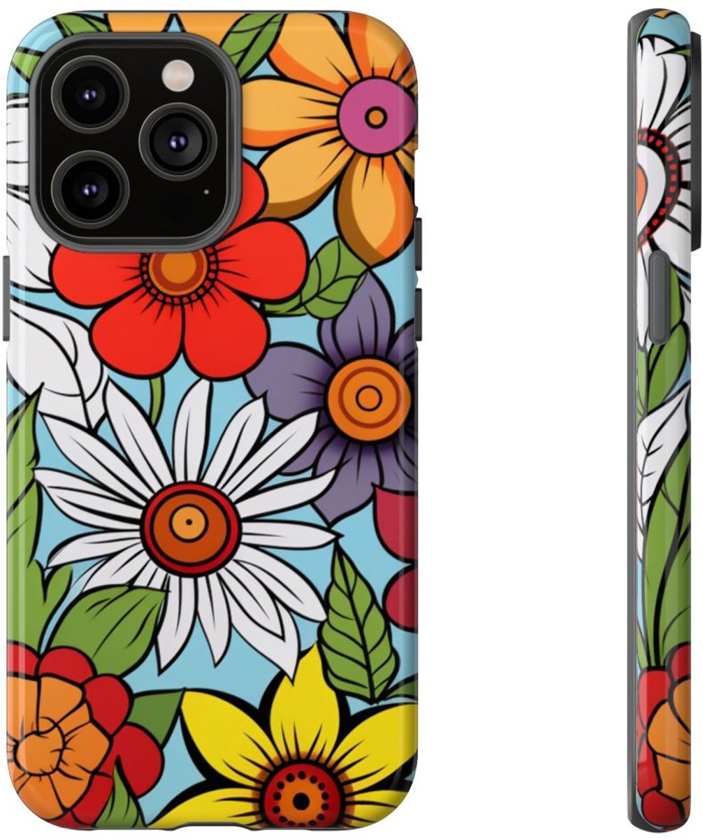 Kleurrijk Bloemenpatroon – Telefoonhoesje Geschikt voor iPhone 14 Pro Max