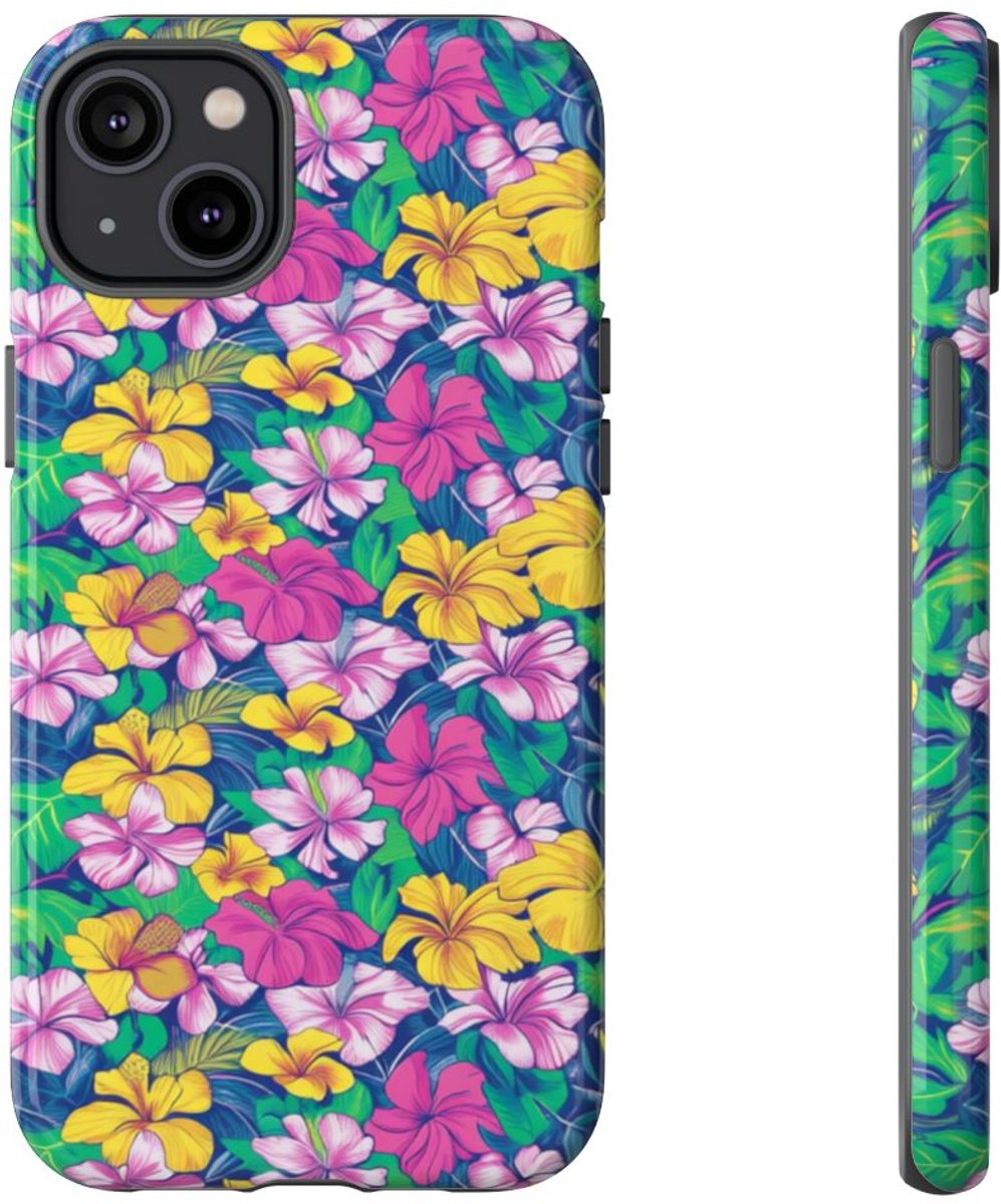 Tropisch Hibiscus Bloemenpatroon – Telefoonhoesje Geschikt voor iPhone 14 Plus