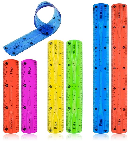 Small Ruler Pad Flexible Ruler, 30 cm, 20 cm, 15 cm, Small Ruler, Colourful Transparent ...