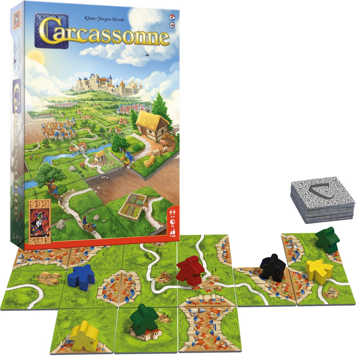 999 Games - Carcassonne - Basisspel - Bordspel - Strategiespel - Gezelschapsspel - Familiespel - NL - EN — afbeelding 2