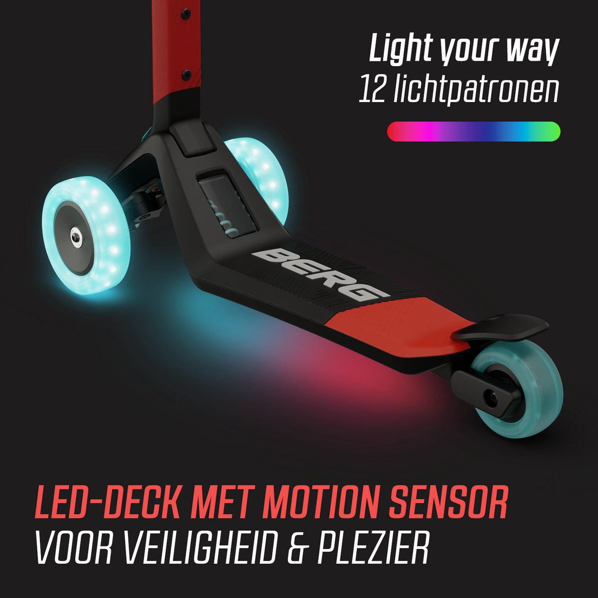 BERG Nexo Kinderstep - Step 3 wielen - Vanaf 2 jaar - Opvouwbaar - In hoogte verstelbaar - Incl. LED-deck + LED wielen - Rood — afbeelding 7