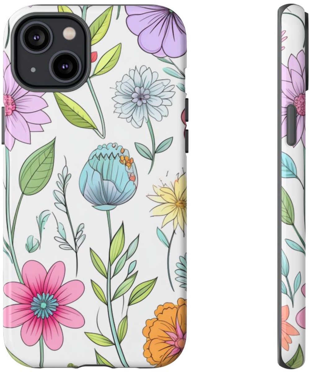 Kleurrijk Bloemenpatroon – Telefoonhoesje Geschikt voor iPhone 14 Plus