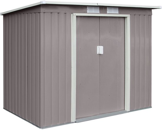 Hattoro P100 Tuinhuis - 213x130x173cm 3,6m³ Lessenaarsdak - Lichtgrijs