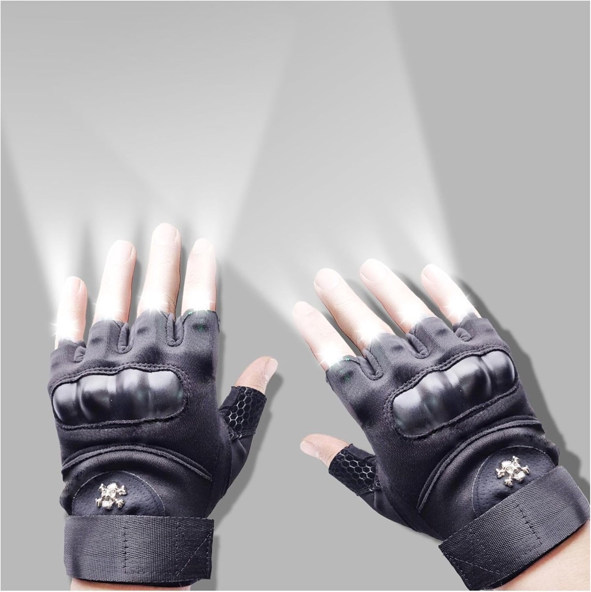 Mylivell Led-zaklamp-handschoen, outdoor vishandschoenen met rekbare riem, schroevendraaier voor het repareren van auto's, 's nachts lopen, vissen, kamperen, wandelen op donkere plaatsen