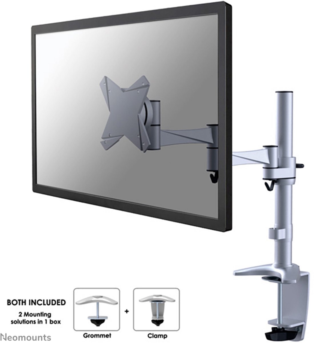 Neomounts FPMA-D1330SILVER Monitorarm 1 scherm - 10-30" - 0-9 kg - zilver