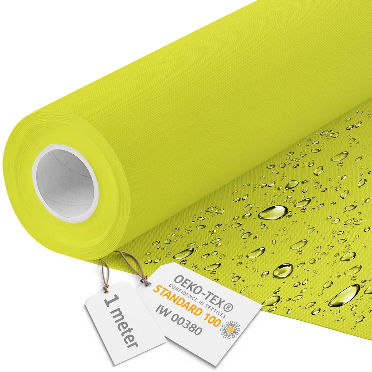 DreamRoots Canvas Waterdicht - Meubelstof per meter 160 cm breed - Waterafstotende stof 220 g/m2 600D - Luifelstof Waterdicht per meter Lime 1M