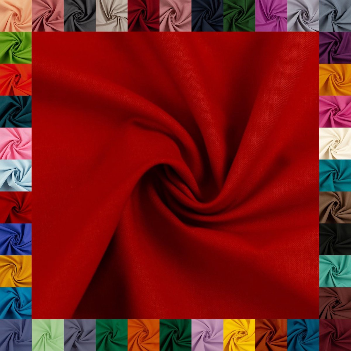 Katoenen stof HEIDE, Swafing, 42 effen kleuren, effen, 100% katoen, coupons, Oeko-TEX Standard 100 (rood, 0,5 m)