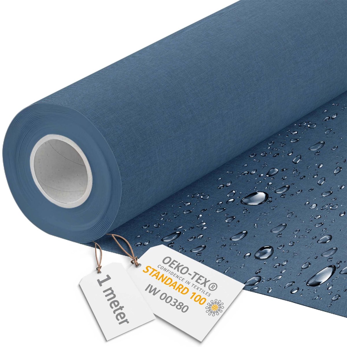 DreamRoots Canvas Waterdicht - Meubelstof per meter Plat Imitatie 160 cm breed - Waterafstotende stof 220 g/m2 600D - Luifelstof Waterdicht per meter Denim dream 1M