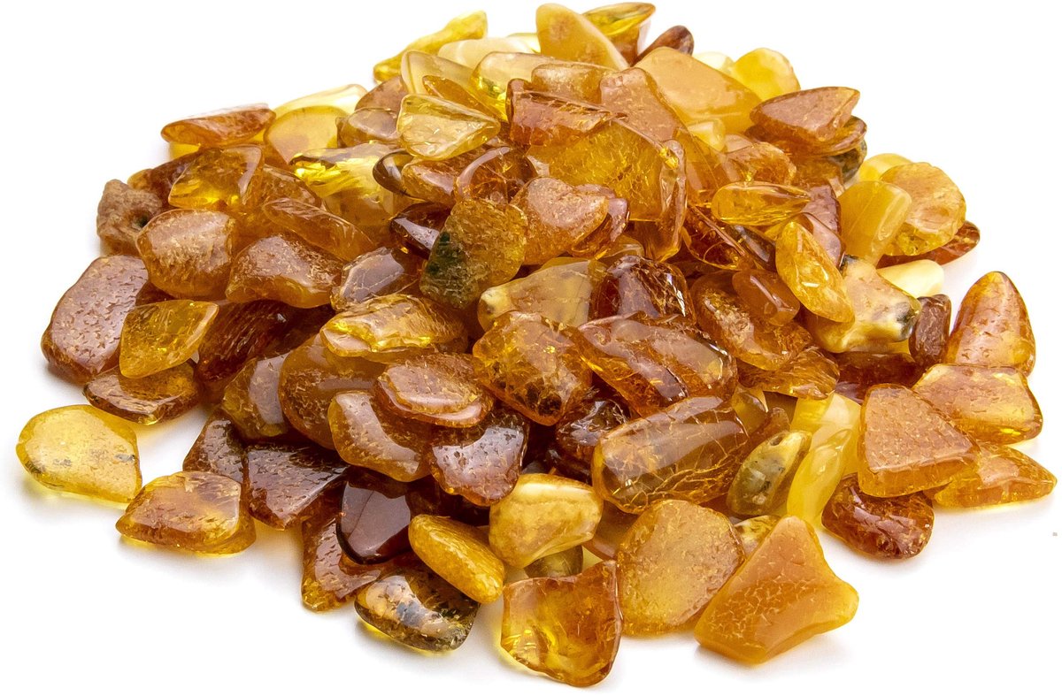 Gepolijste en ruwe barnsteenstenen - 100% natuurlijke Baltische hars losse steenchips Ambar voor het maken van ambachtelijke sieraden (zonder gaten) - Ambercultuur