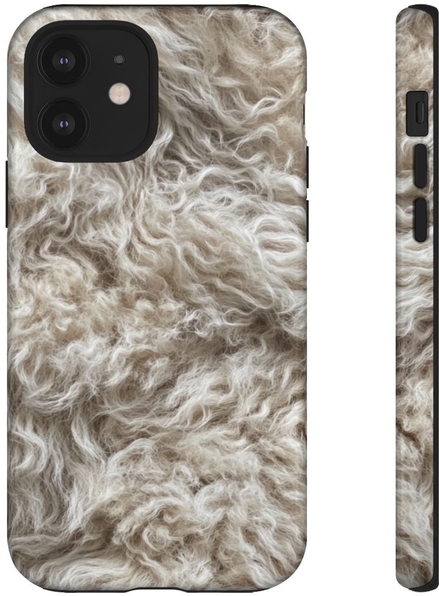Natuurlijke Krullende Schapenvachtstructuur – Telefoonhoesje Geschikt voor iPhone 12