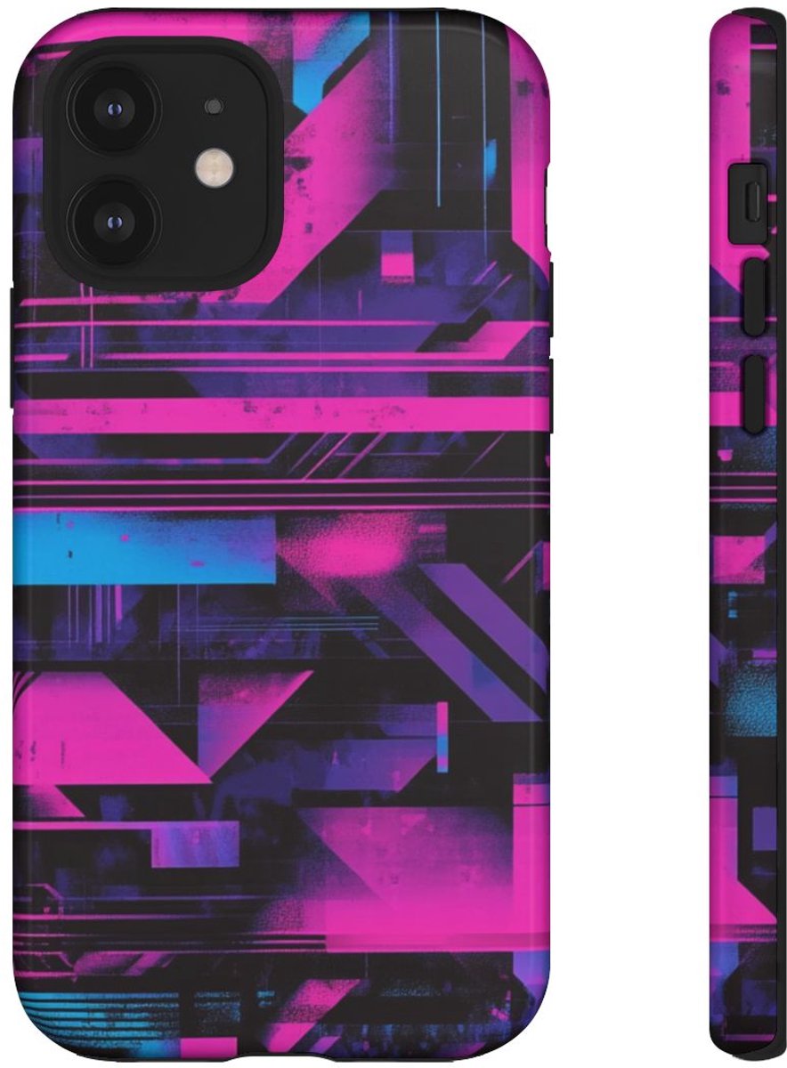 Neon Geometrisch Abstract Patroon – Telefoonhoesje Geschikt voor iPhone 12