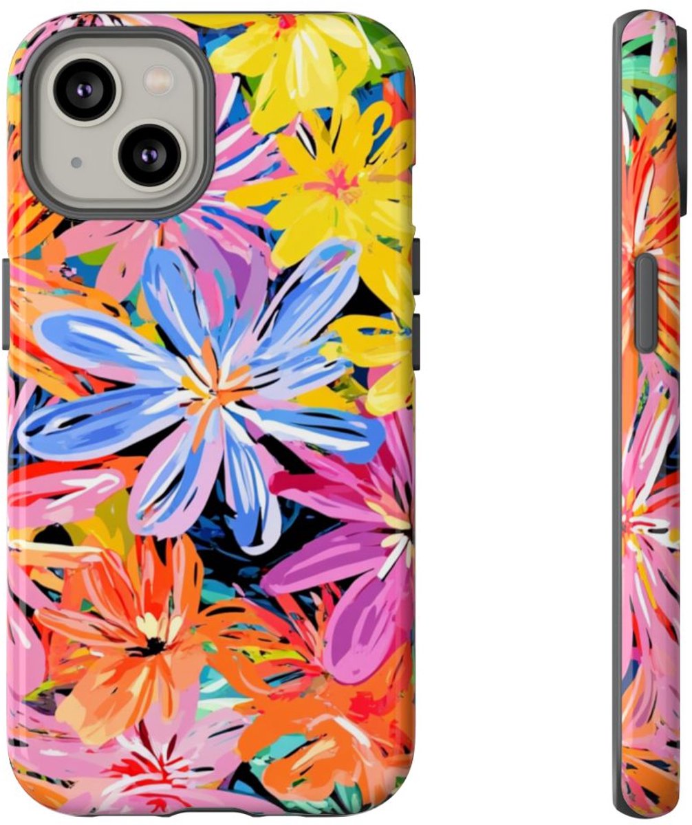 Kleurrijk Abstract Bloemenpatroon – Telefoonhoesje Geschikt voor iPhone 14