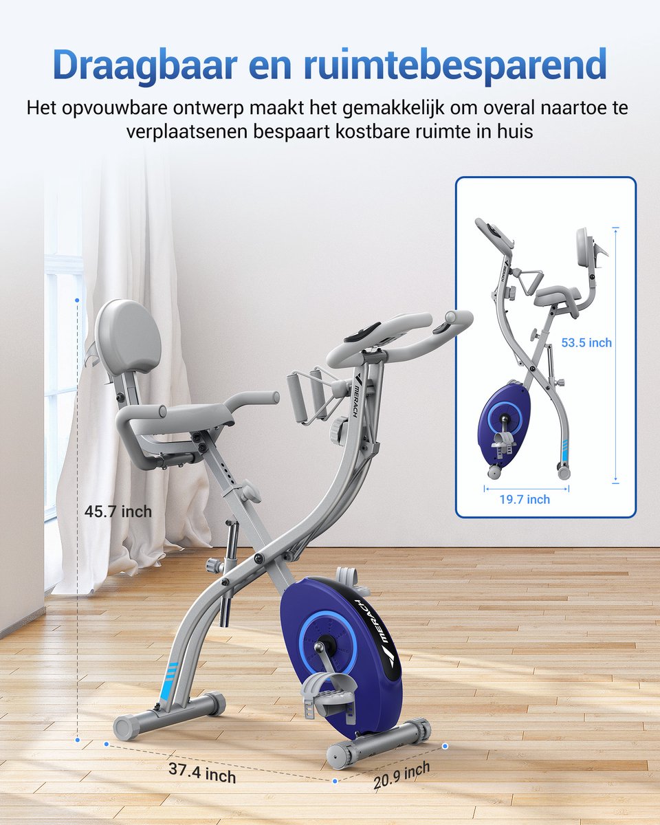 MERACH Opvouwbare Hometrainer met 16 Niveaus Magnetische - afbeelding 2