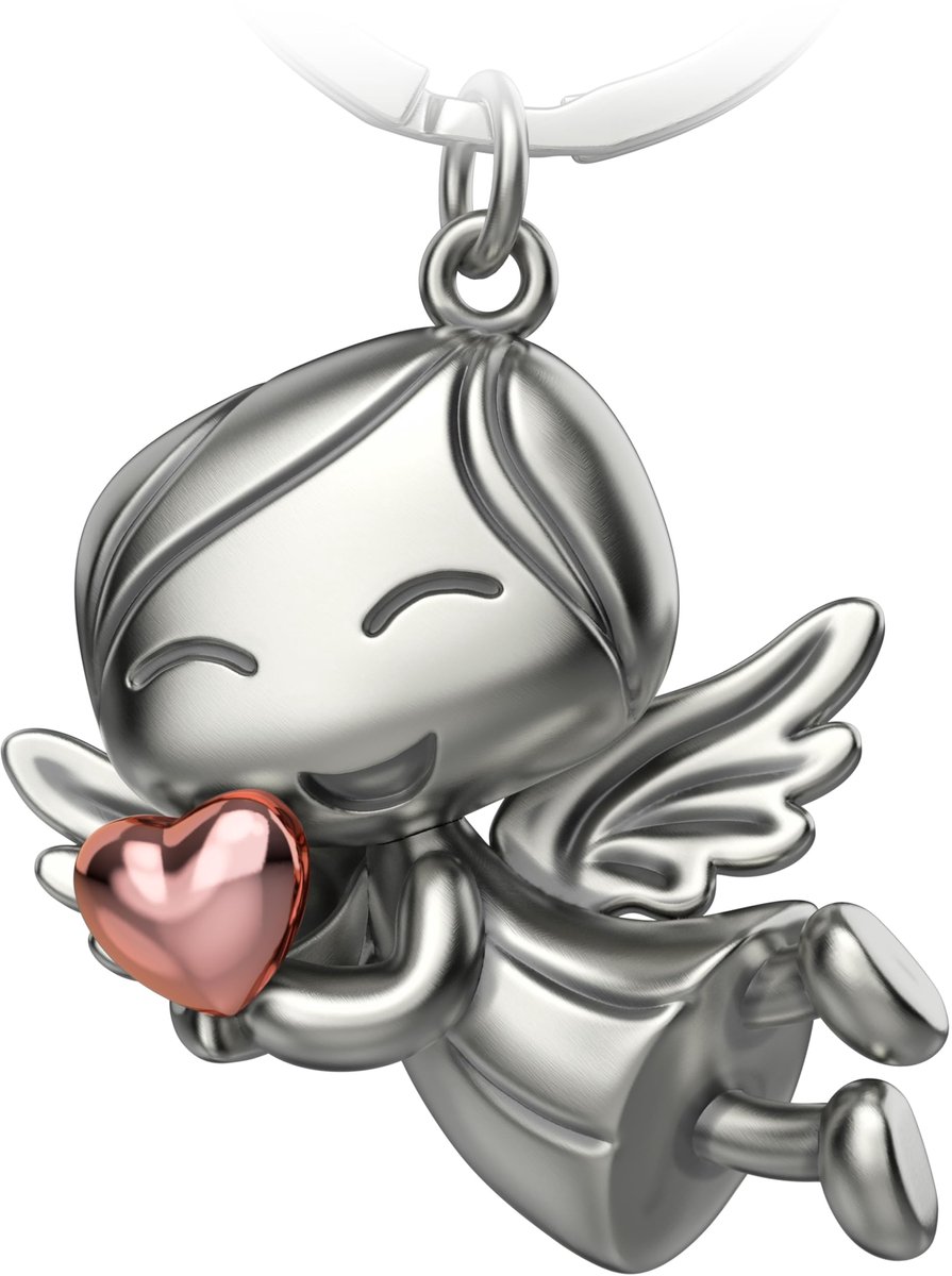 FABACH Beschermengel Sleutelhanger Geluk met Hart - Engel Geluksbrenger Sleutelhanger Liefde - Cadeau Beschermengel Geluksbrenger - Engel met Hart als cadeau-idee voor vriendin