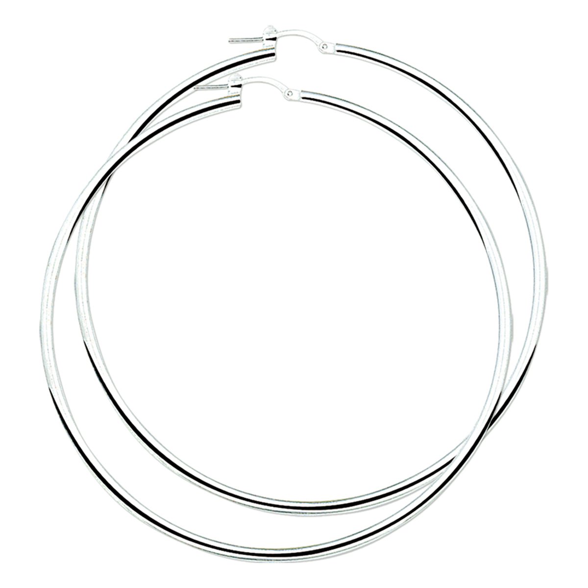 Glams oorringen ronde buis - 70 mm - Zilver