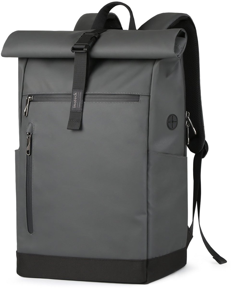 Inateck RollTop Rugzak Heren Dames 25L-30L Fietsrugzak Schoolrugzak voor Universiteit Vrije tijd Werk Sport Reizen, Stijlvolle Dagrugzak met 17 inch Laptopvak, Grijs