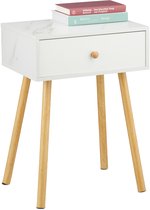 COSTWAY Nachtkastje, set van 2, kleine bijzettafel met open vak en lade