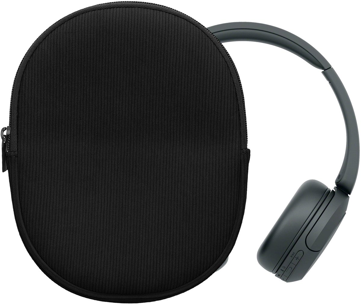 kwmobile headset case geschikt voor Sony WH-CH520 / WH-CH510 / MDR-ZX110 hoes - 22,5 x 17 cm - Koptelefoon cover met rits - Neopreen en ribfluweel - In zwart