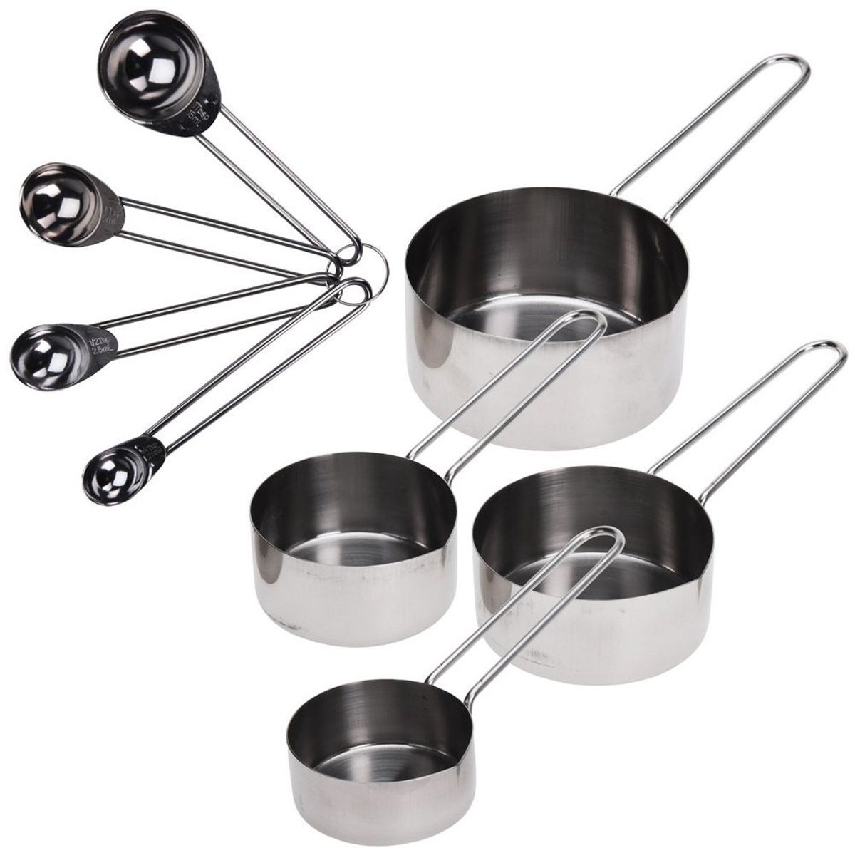 Maatlepels Edelstaal 8 stuks - Maatlepel Set - Maatbeker - Maatschepjes