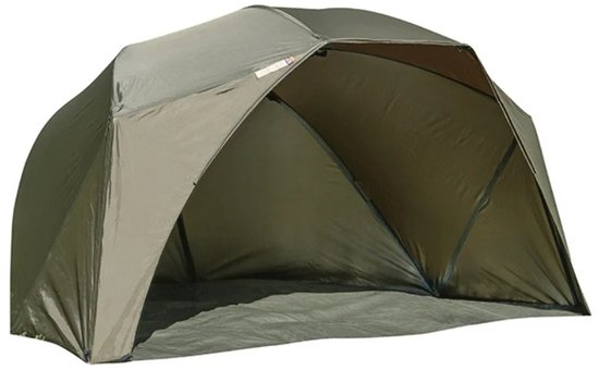 Groene Easy Brolly visdobbel, van voren gezien, met de binnenkant zichtbaar.