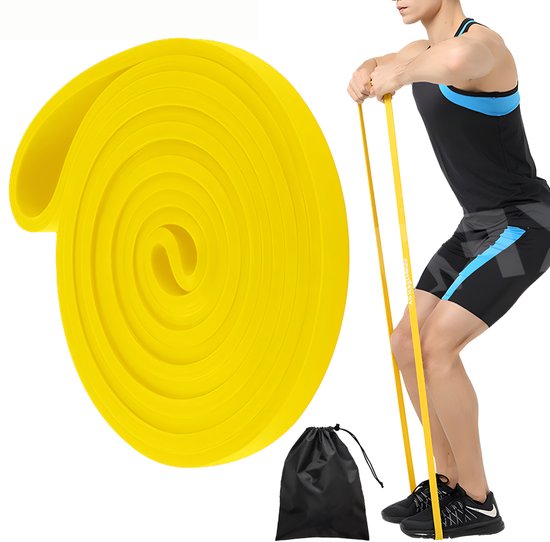 Fitnessbanden - Fitness stretch - Elastische weerstandsbanden - voor beginners en professionals om kracht, uithoudingsvermogen, coördinatie, flexibiliteit en meer te trainen - Latex - 208 cm - Geel