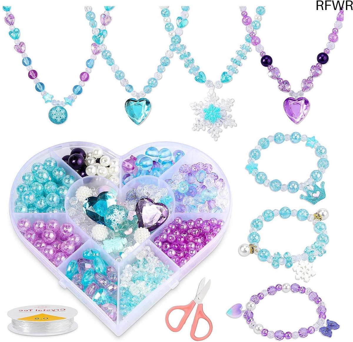RFWR® Kralen Knutselset Voor Kinderen - 500 Kleurige Kralen en Hangers voor Sieraden Maken - Creatief Doe-Het-Zelf Speelgoed