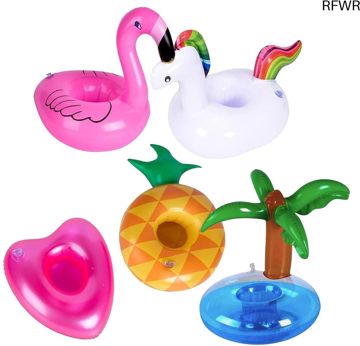 RFWR® Opblaasbare Bekerhouder voor Zwembad - Set van 5 Drijvende Drinkhouders voor Zomerfeesten