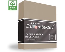 Droomtextiel Zacht Katoenen Hoeslaken Zand 160x200 cm - Hoge Hoek - Perfecte Pasvorm - Heerlijk Zacht