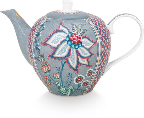 Pip Studio - Flower Festival - Theepot - Lichtblauw - Porselein - 1,6l