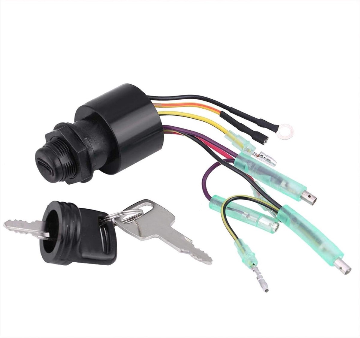 Allecto Plus - Universele 12V startslotschakelaar voor buitenboordmotoren met 2 sleutels.